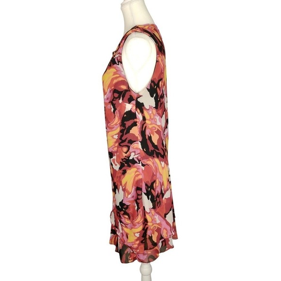 Mlle Gabrielle Womens Floral Print Sleeveless Ruffle Hem Dress Size 14 - Picture 2 of 7